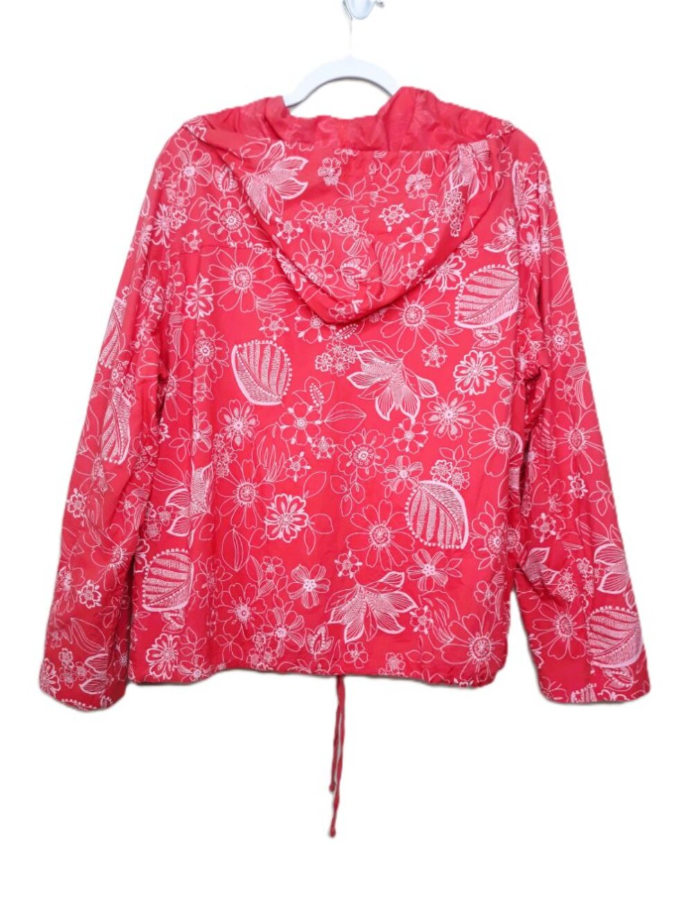 Coral Floral Cotton Zip-Up Jacket with Hood Lightweight - Picture 4 of 8